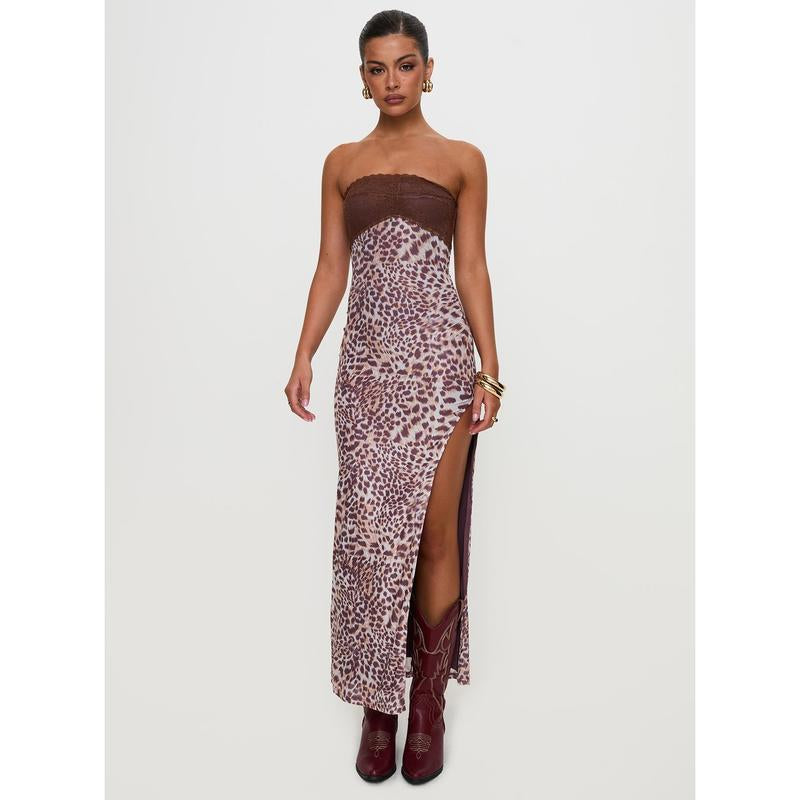 Raidein Strapless Maxi Dress Leopard